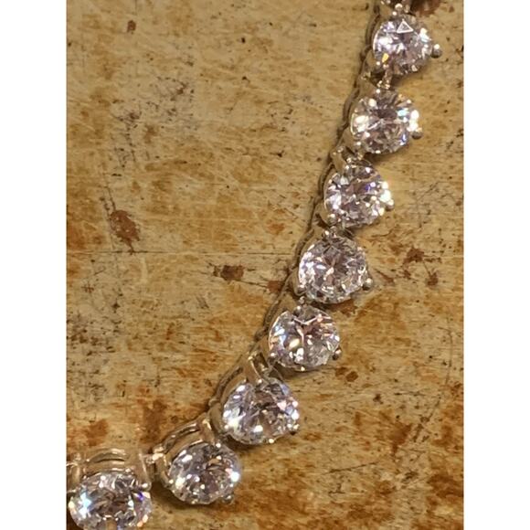 Sterling Silver and Cubic Zirconia Tennis Necklace 17 Inches Long - Picture 5 of 6